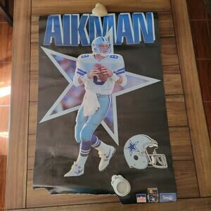 VINTAGE Poster Dallas Cowboys Troy Aikman 22" x 34"